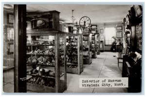 Virginia City Montana MT Postcard Interior of Museum c1940's RPPC Photo