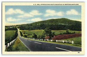 1930-45 Postcard U S 40 Approaching South Mountain In Western Maryland Linen pc5