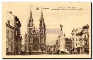 Old Postcard Cathedral Peter and Paul and Ostend moument to Milltaires and Ci...