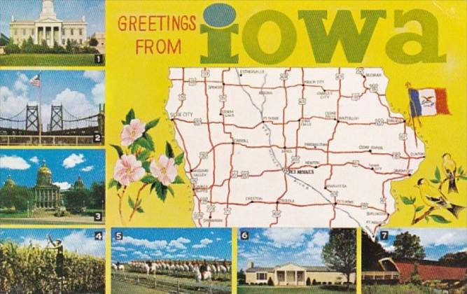 Greetings From Iowa With Map