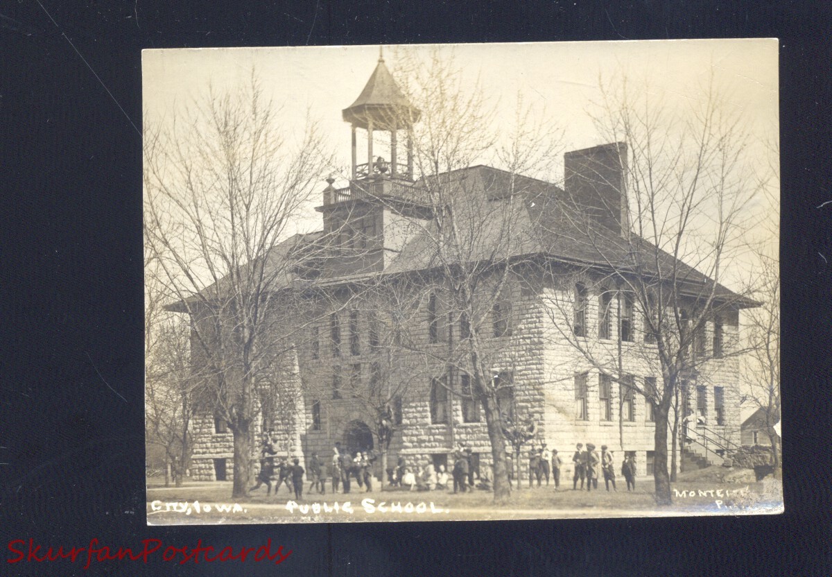 Rppc Gilmore City Iowa Public School Building Vintage Real Photo