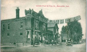 Pre-1908 Corner of Pearl & Vine Street Batesville IN Postcard