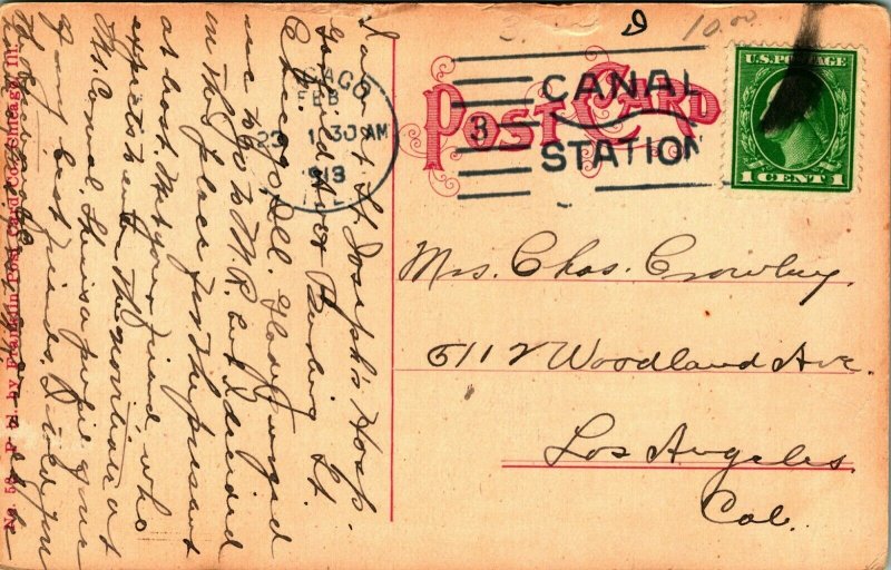 Correo Oficina Federal Edificio Traje Casa Chicago Illinois Il 1913 Vtg Postal