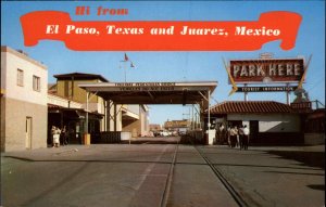 El Paso Texas TX Street Scene Mexico Border 1950s-60s Postcard