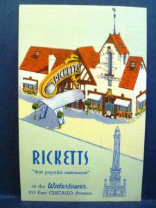 Postcard IL Chicago Ricketts Restaurant Vintage Linen