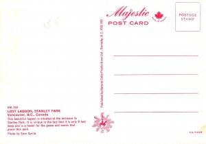 CONTINENTAL SIZE POSTCARD LOST LAGOON STANLEY PARK VANCOUVER BRITISH COLUMBIA
