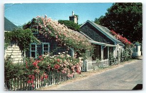 1958 NANTUCKET ISLAND MASSACHUSETTS TYPICAL ROSE-COVERED COTTAGE POSTCARD P3405