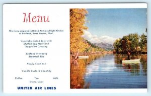 UNITED AIR LINES MENU Advertising NORTHERN IDAHO FISHING Chef Maurer  Postcard