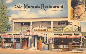 Hollywood California The Marquis Restaurant Paul Verlengia Postcard AA72076