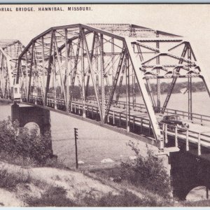 c1940s Hannibal, MO Mark Tain Memorial Bridge Ford Coupe Car Telegraph PC A243