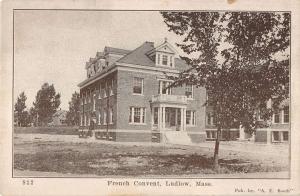 Ludlow Massachusetts birds eye view French Convent antique pc Y11416