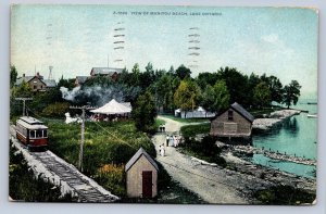 J92/ Manitou Beach New York Postcard c1910 Rochester Trolley 524