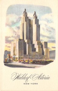 New York City NY 1950s Postcard Waldorf Astoria Hotel 