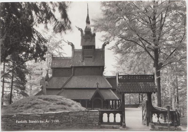 Fantoft Stavkirke, Norway, Norge, unused Real Photo RP Postcard