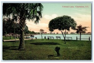 c1910's Colonial Lake Bench Scene Charleston South Carolina SC Unposted Postcard