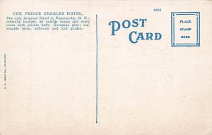 The Prince Charles Hotel, Fayetteville, North Carolina, Early Postcard, Unused