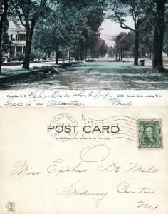 COLUMBIA S.C. GERVAIS STREET 1907 UNDIVIDED ANTIQUE POSTCARD