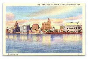 Long Beach California Skyline From Rainbow Pier Postcard