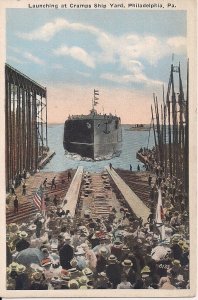 Philadelphia PA Cramp's Ship Yard, US Navy Launch, Flag 1920s Pennsylvania