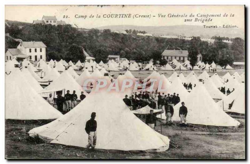 Old Postcard Camp of Courtine General view of the camp of the 2nd Army Brigade