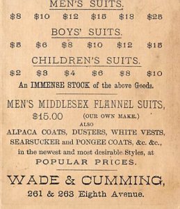 Approx. Size: 3.25 x 3.5 Wade & Cumming, men's suits, boys suits, children su...