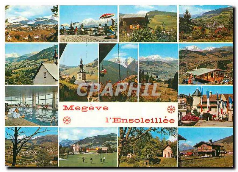 Modern Postcard the sunny Megeve (Haute Savoie) 1113 meters Alt memory