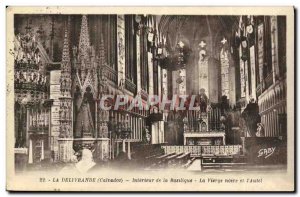 Old Postcard The Delivrande Basilica Interior Black Virgin and Altar