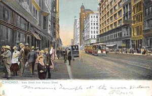 State Street from Monroe People Streetcars Chicago Illinois 1905c Tuck postcard