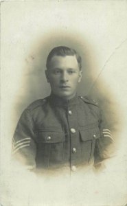 Social history early photo postcard military man portrait trimmed