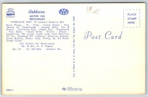 Ashburn Georgia~Motor Inn Restaurant~Roadside Motel~Pony Rides~Swing Set~1960s