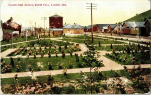 Italian Rose Garden Depot Park Eugene Oregon WOB Antique Postcard 1c Stamp Pm  