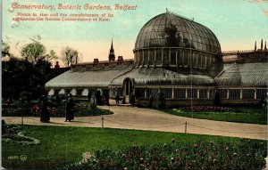 Conservatory Botanic Gardens Belfast Antique Postcard Valentine PM WOB DB Note 