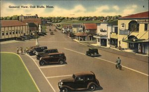 Oak Bluffs Massachusetts MA Street Scene Bicycle Linen Vintage Postcard