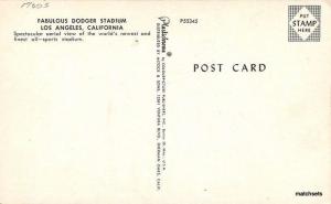 1960s Aerial Viiew Dodger Stadium Los Angeles California Mitock postcard 1242