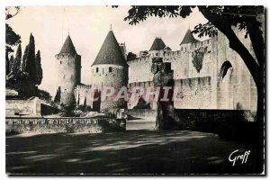 Old postcard in Languedoc Carcassonne Aude Entree bust of Lady Carcas Tours C...
