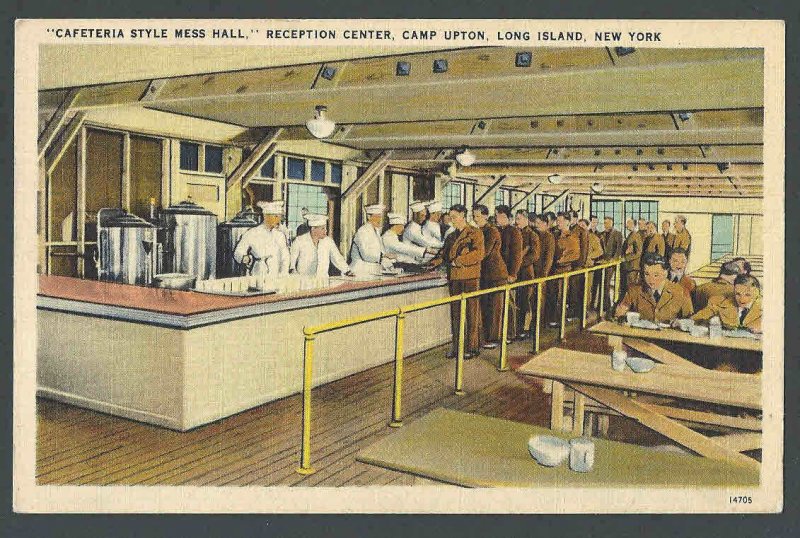 1942 PPC WW2 Long Island City NY Camp Upton Cafeteria Style Mess Hall