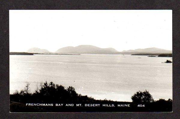 ME View Frenchmans Bay Mt Desert Hills Maine Real Photo Postcard RPPC RP PC