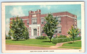 PARIS, Ontario Canada ~ PARIS HIGH SCHOOL c1930s-40s Postcard