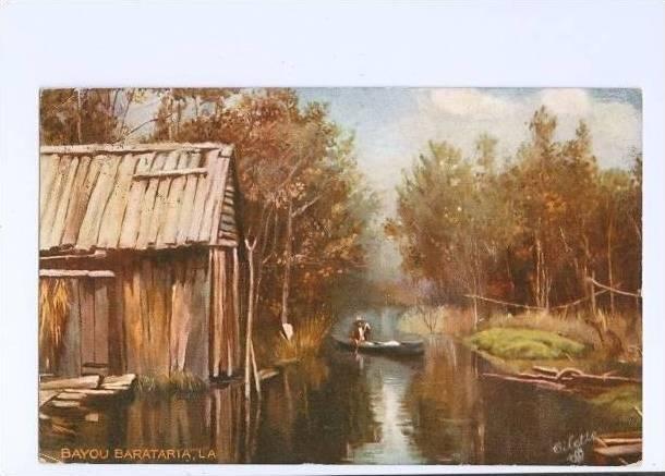 LP71  Louisiana, LA, Postcard, Bayou Barataria, Tuck Oilette