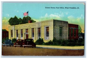 West Frankfort Illinois Postcard United States Post Office 1947 Vintage Antique