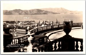San Francisco Bay From Telegraph Hill California CA Real Photo RPPC Postcard