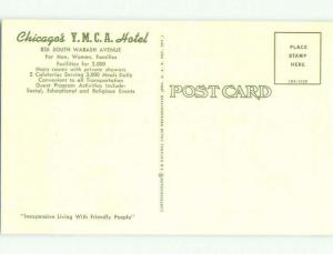 Chrome POSTCARD WITH CITY STREET MAP & YMCA HOTEL Chicago Illinois IL hr6669@