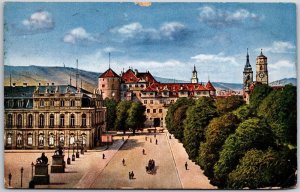 Stuttgart Altes Schloss Germany Building Entrance Roadway Sculpture Postcard