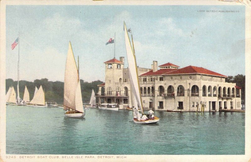 Detroit Publ.# 9248,Detroit Boat Club,Belle Isle Park, Detroit, MI, Old Postcard