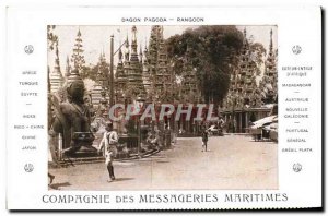 Postcard Old Boat couriers Maritimes Dagon Pagoda Yangon
