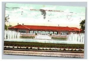 Vintage 1908 Postcard Garfield Park Boat House and Fountain Chicago Illinois