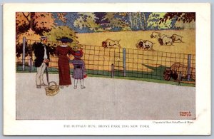 DS1/ Postcard c1910 Advertising Bronx Zoo New York City Bison Cage 250