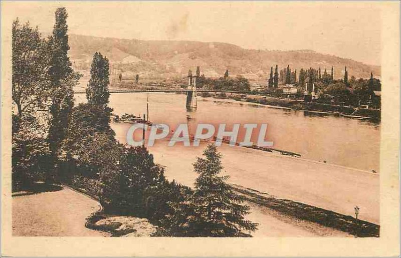 Old Postcard Elbeuf The Suspension Bridge and Roches Orival
