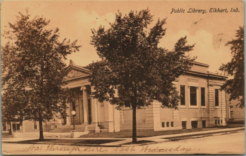 Elkart Indiaina  Public Library Sepia TOne 1909 PM- A25