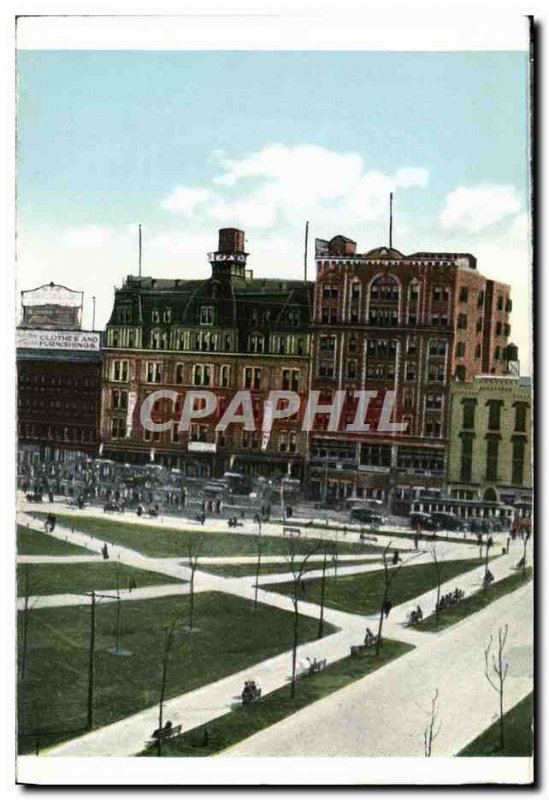 Postcard Old Trinity Center and United churches New Haven